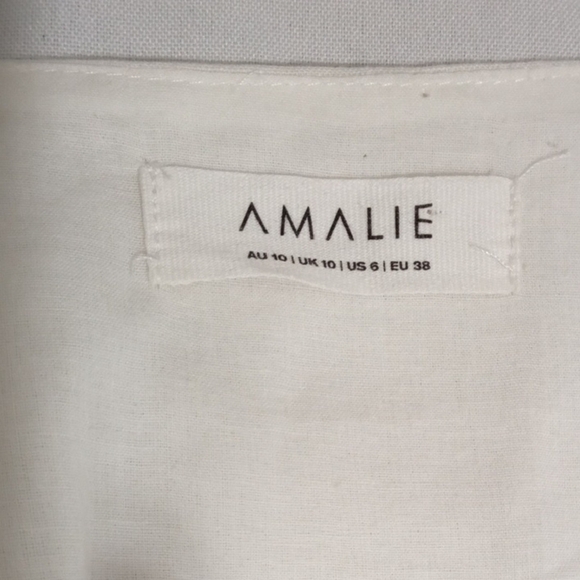 Amalie White Wrap V Neck Ruffle Sleeve Midi Dress Belted Fit & Flare Elegant 6 - Picture 3 of 9